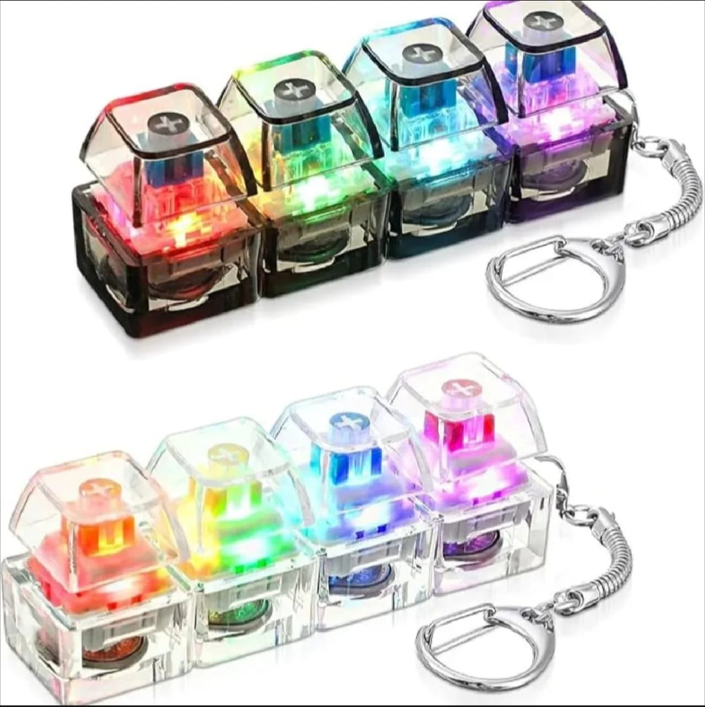 RGB Mechanical Keyboard Fidget Keychain with LED Lights