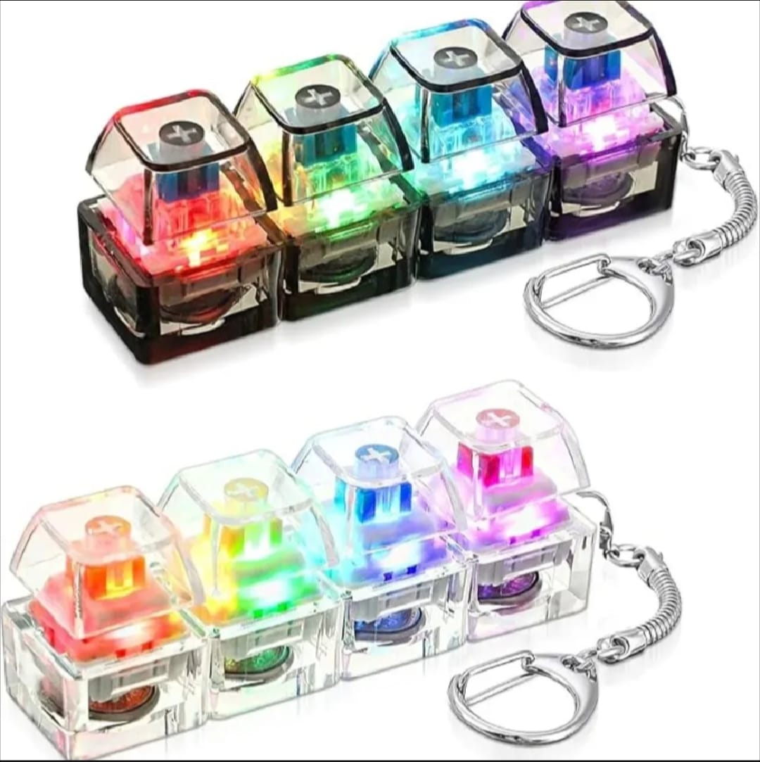 RGB Mechanical Keyboard Fidget Keychain with LED Lights
