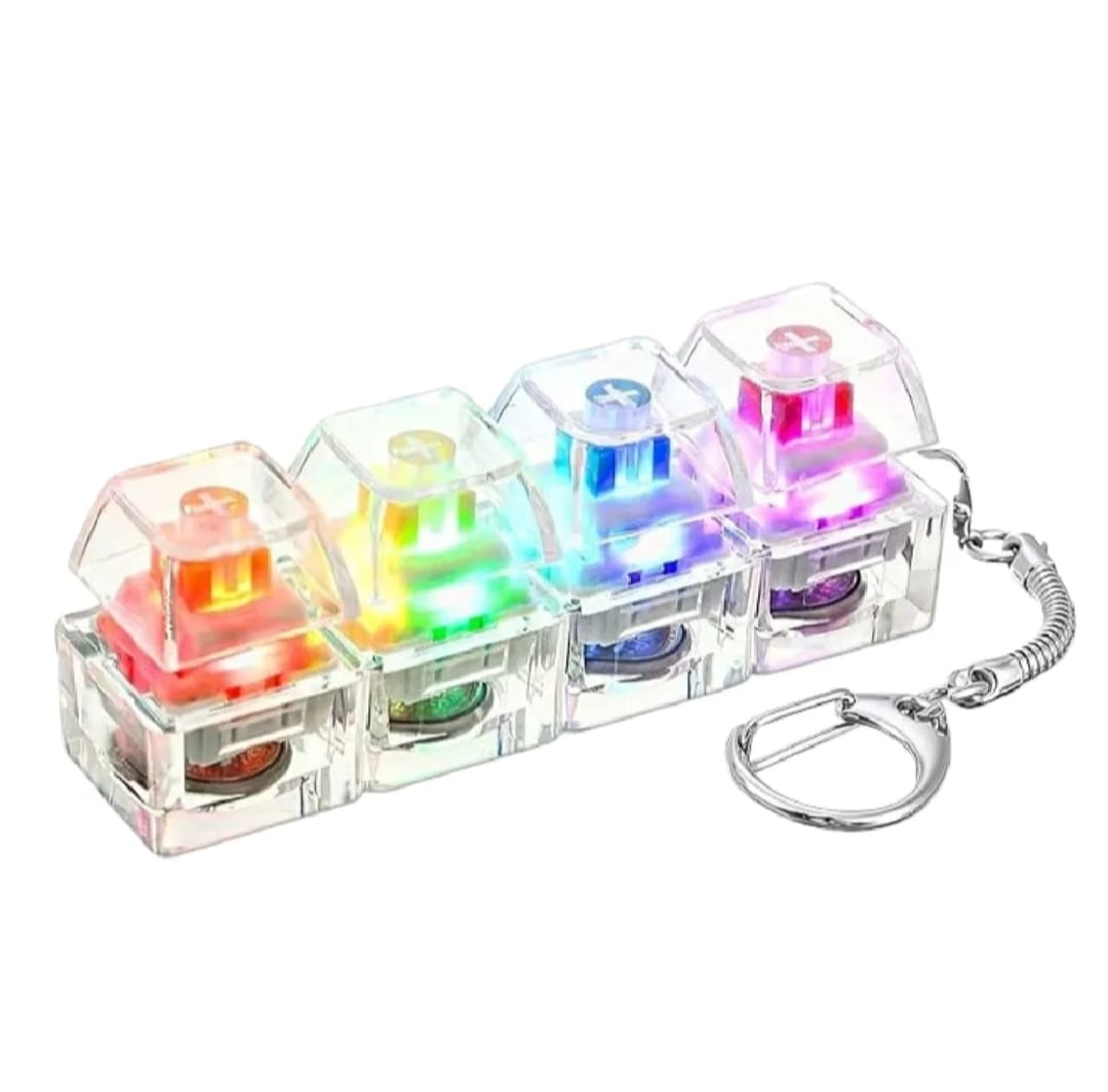 RGB Mechanical Keyboard Fidget Keychain with LED Lights