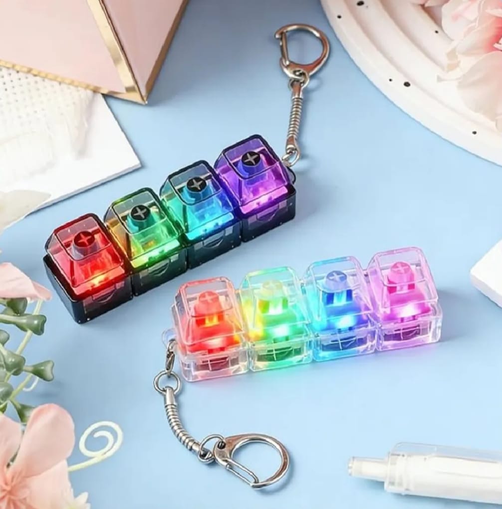 RGB Mechanical Keyboard Fidget Keychain with LED Lights